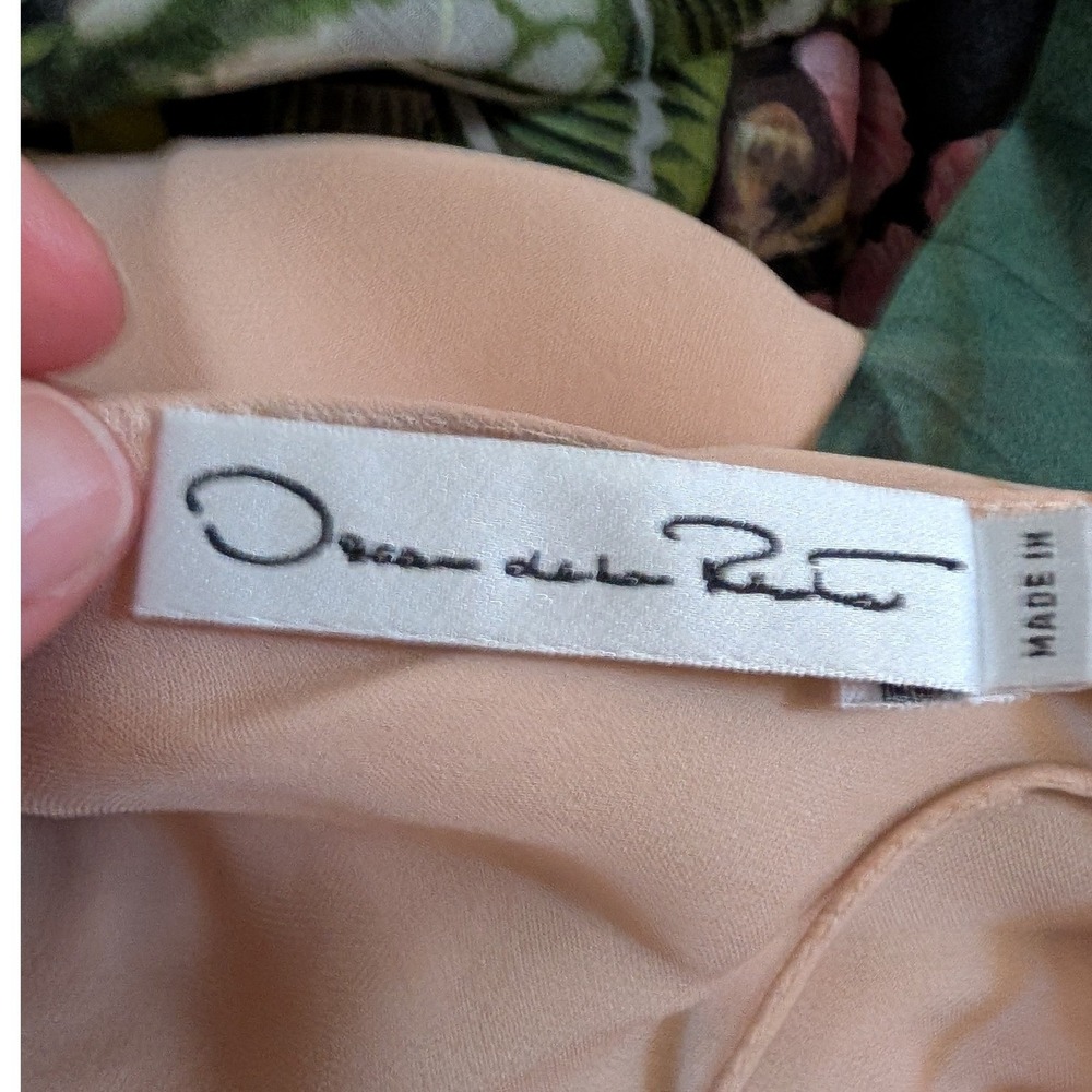 Oscar de la Renta Silk Chiffon Botanical Floral Midi Shirtdress Size 0 NEW liner - Picture 8 of 16